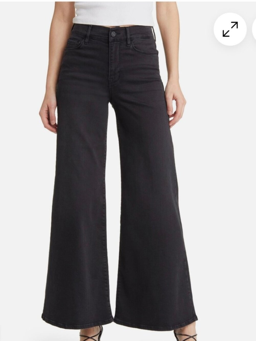 Frame Le Pixie Palazzo Pant, 28" waist black/grey stretch denim
